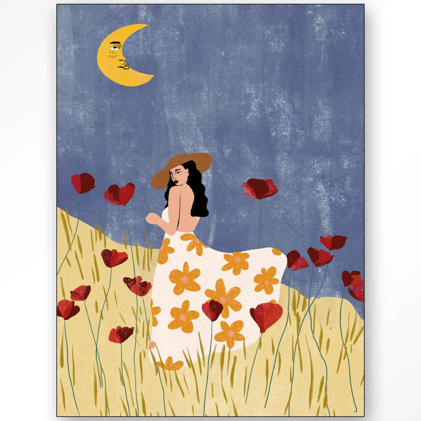 Girl In a Poppyfield dizájn vászonkép