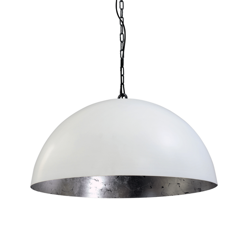 Larino 1-bulb white metal pendant lamp with silver interior