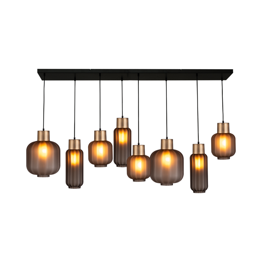 Lett Rib matt üveg függőlámpa réz foglalattal