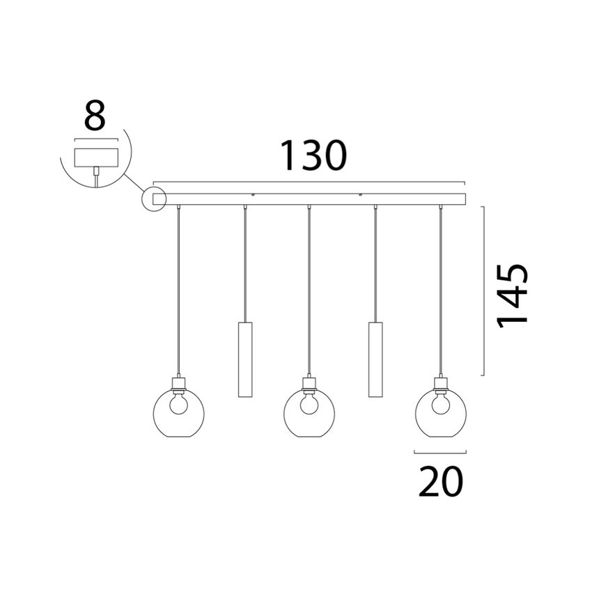 Lazise arany üveg függőlámpa fekete foglalattal