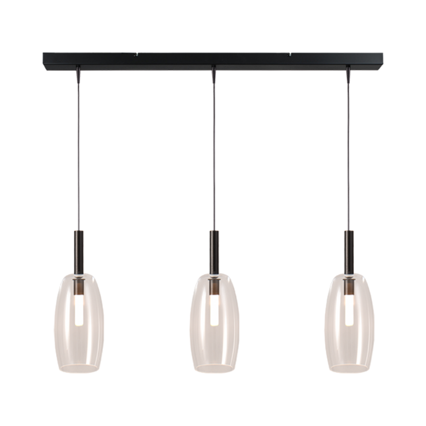 Lido átlátszó üveg függőlámpa fekete foglalattal