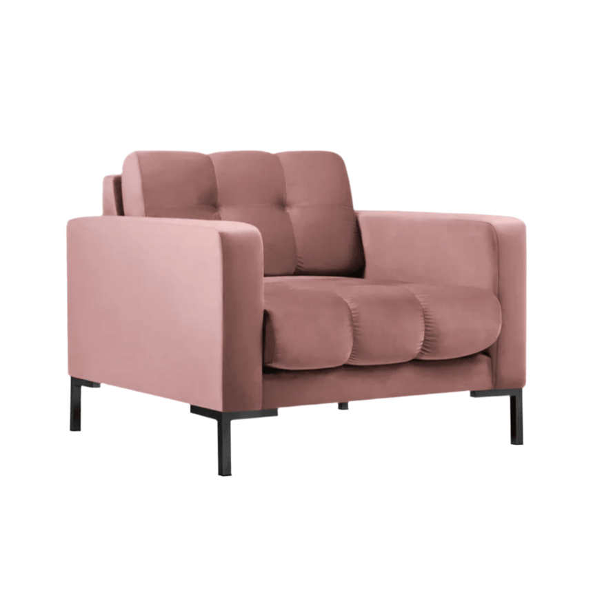 Mamaia velvet armchair with black legs