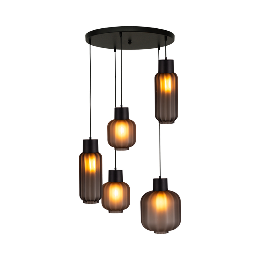 Lett Rib matt üveg függőlámpa fekete foglalattal