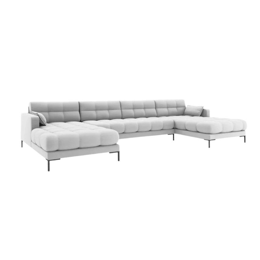 Mamaia U-shaped bouclé sofa with black legs