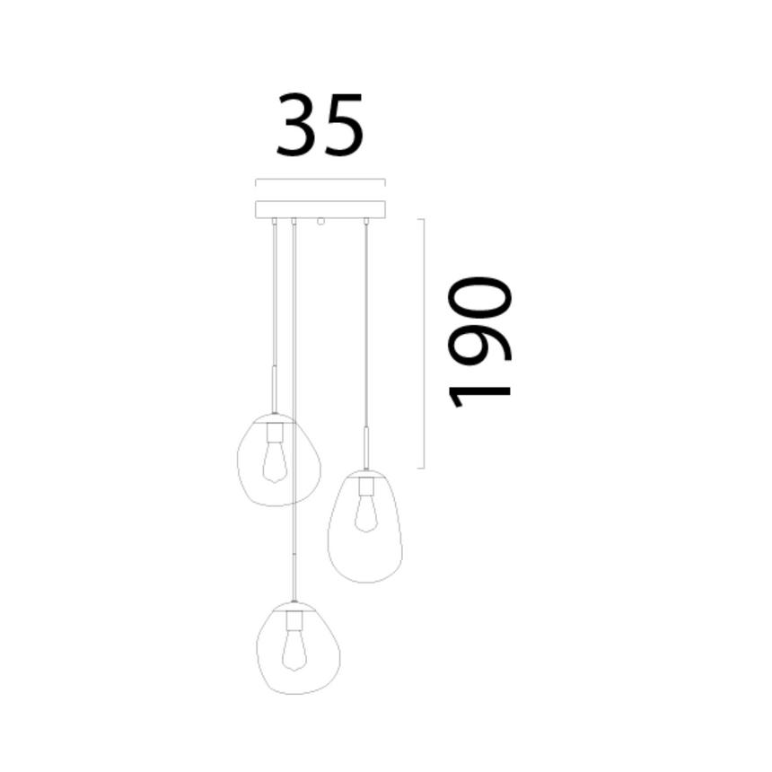 Lava 3 izzós arany üveg függőlámpa