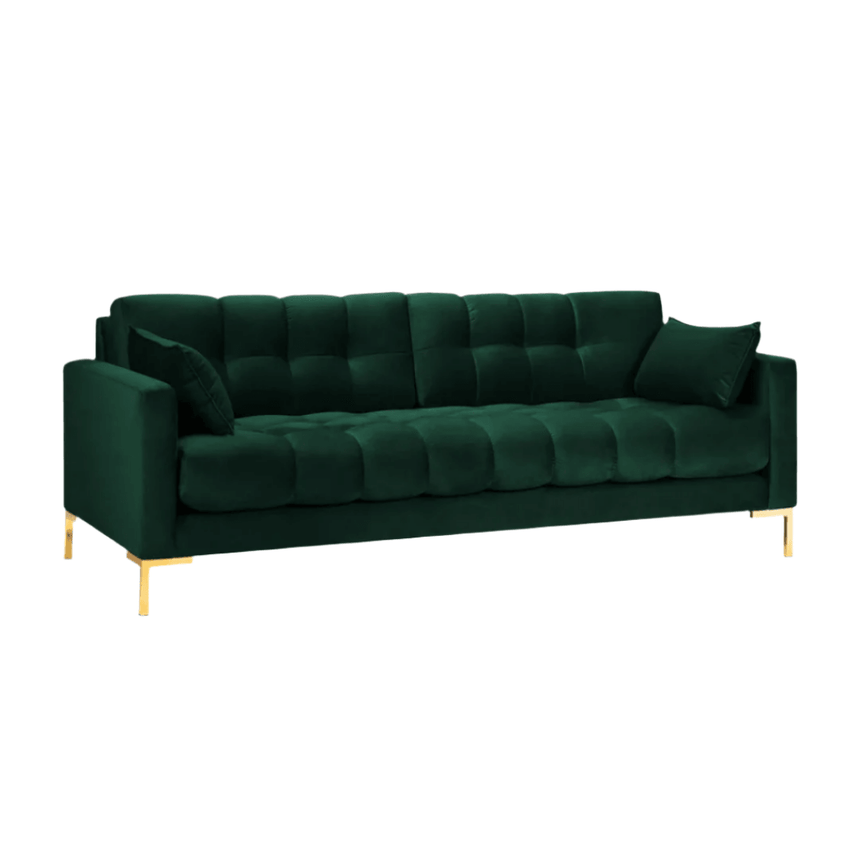 Mamaia 3 személyes bársony kanapé arany lábbal