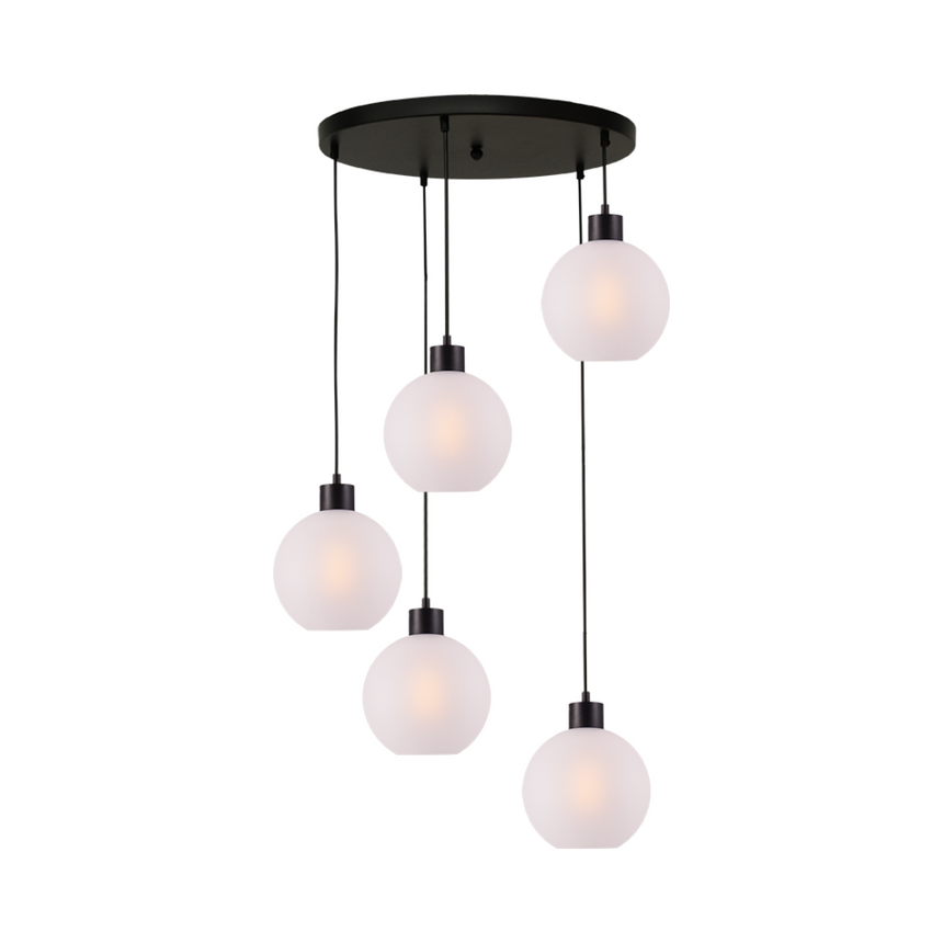 Lazise fehér üveg függőlámpa fekete foglalattal