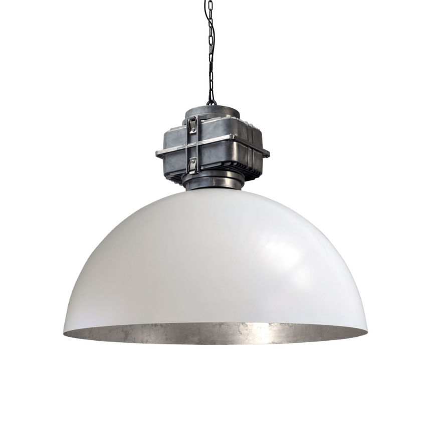 Larino 1-bulb white metal pendant lamp with silver interior