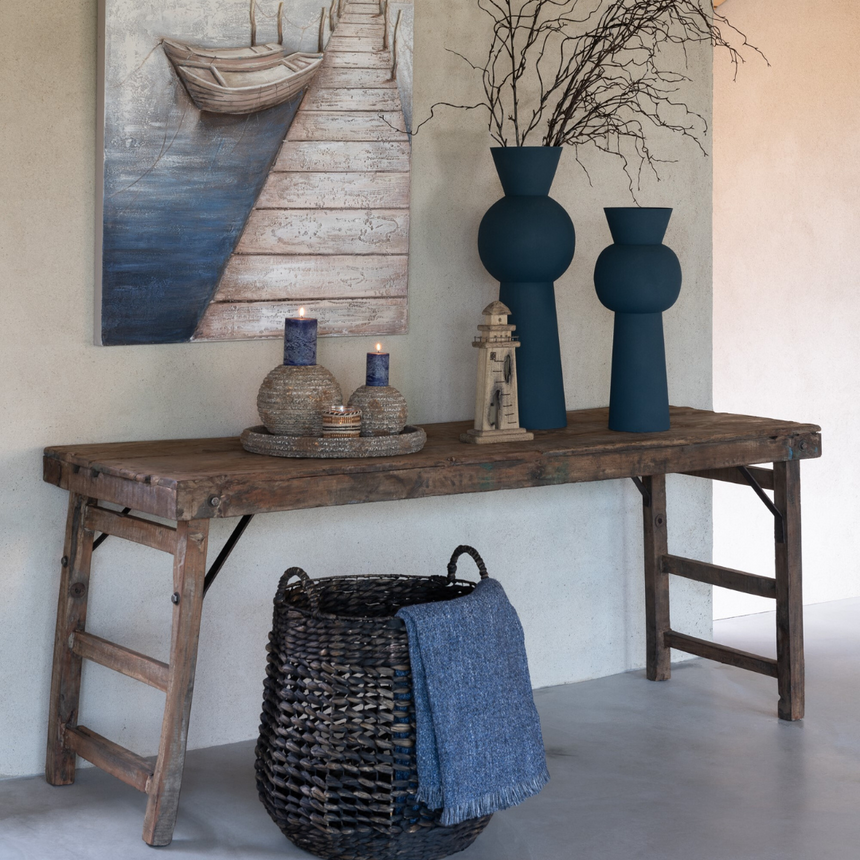 Aged wood console table