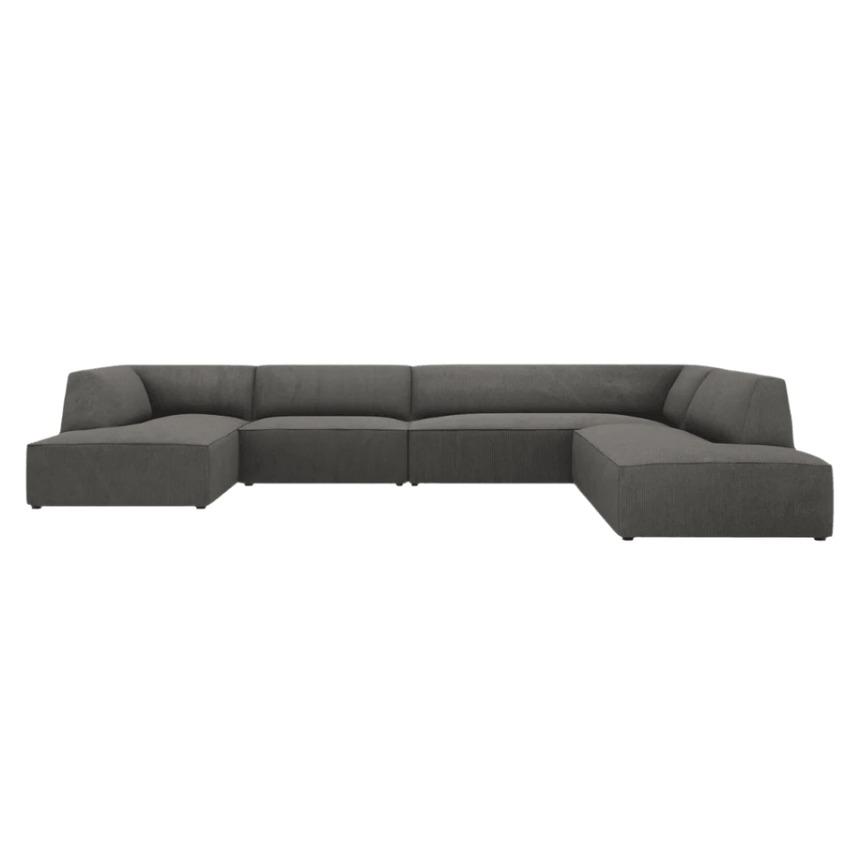 Ruby U-shaped corduroy sofa with right corner unit