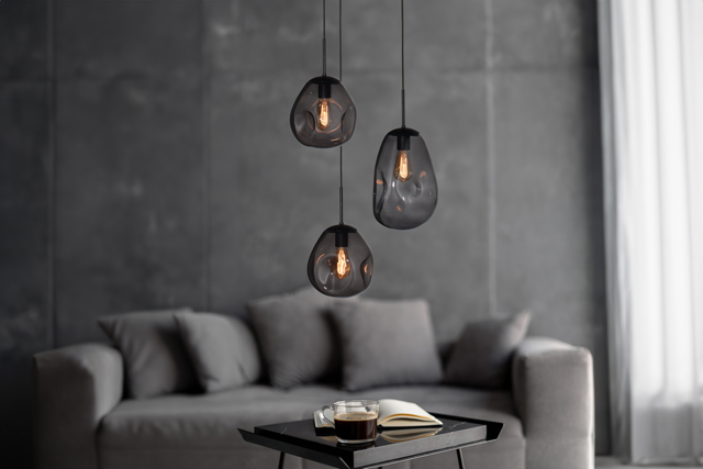 Lava 3 izzós sötétszürke üveg függőlámpa