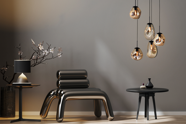 Lava 5 izzós arany üveg függőlámpa