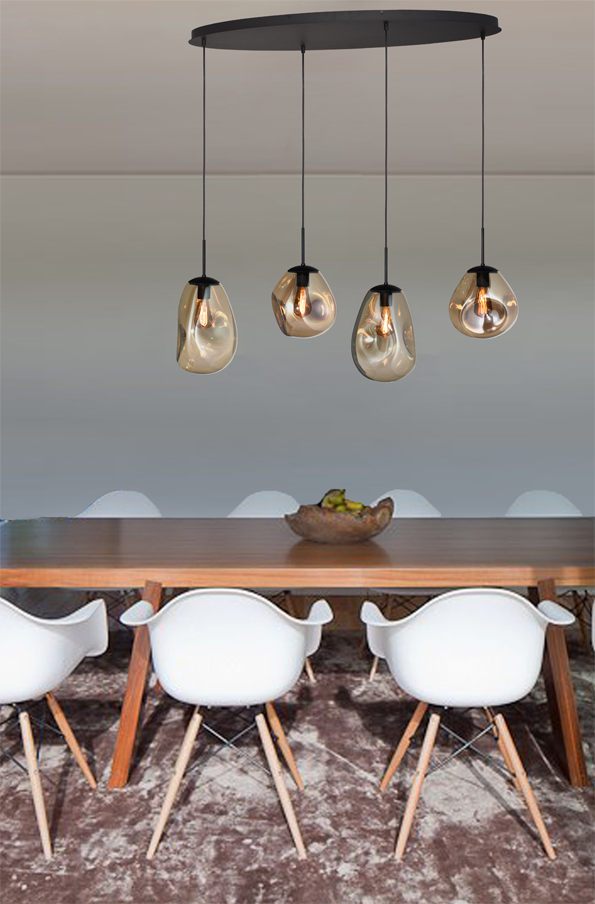 Lava 4 izzós arany üveg függőlámpa