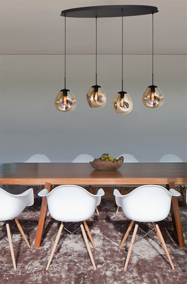 Lava 4 izzós arany üveg függőlámpa