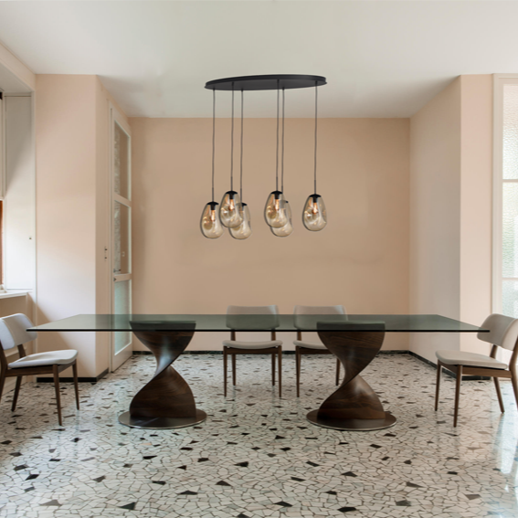 Lava 6 izzós arany üveg függőlámpa