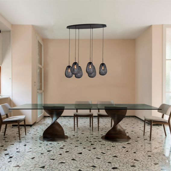 Lava 6 izzós sötétszürke üveg függőlámpa