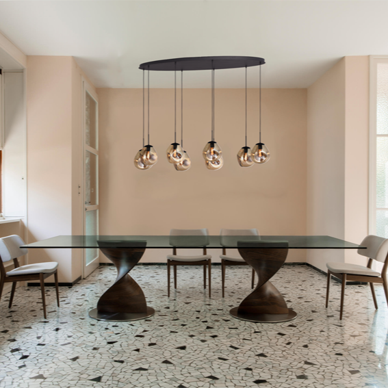 Lava 8 izzós arany üveg függőlámpa