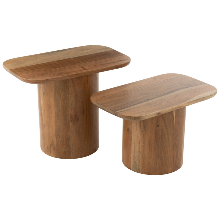 Olive wood side table set