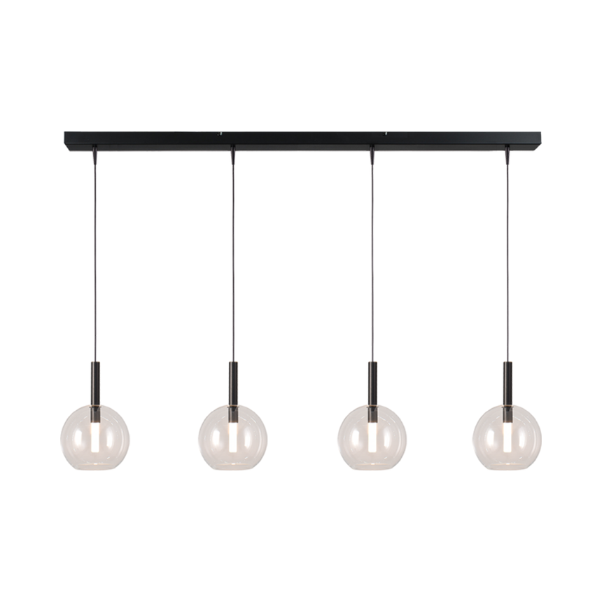 Lido átlátszó üveg függőlámpa fekete foglalattal