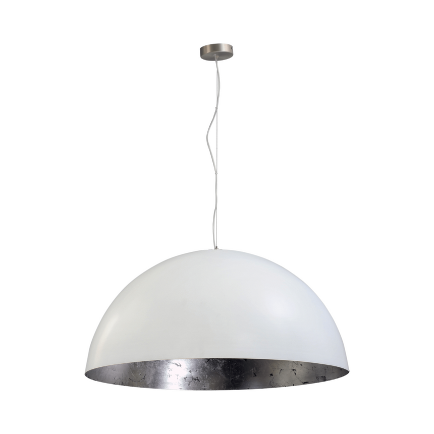 Larino 1-bulb white metal pendant lamp with silver interior