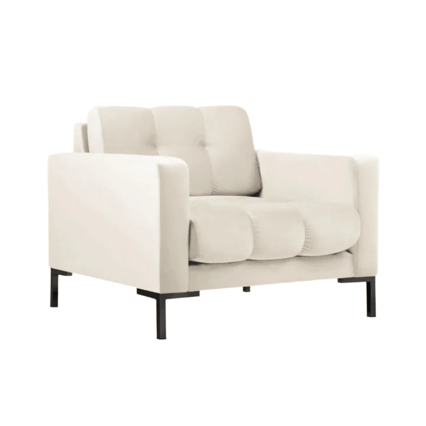 Mamaia velvet armchair with black legs