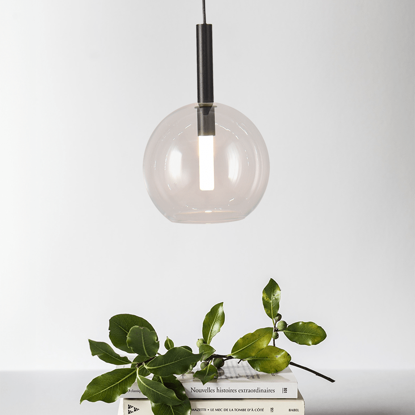 Lido átlátszó üveg függőlámpa fekete foglalattal