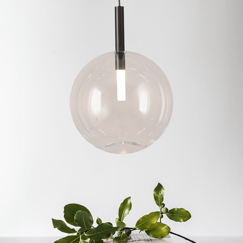 Lido átlátszó üveg függőlámpa fekete foglalattal