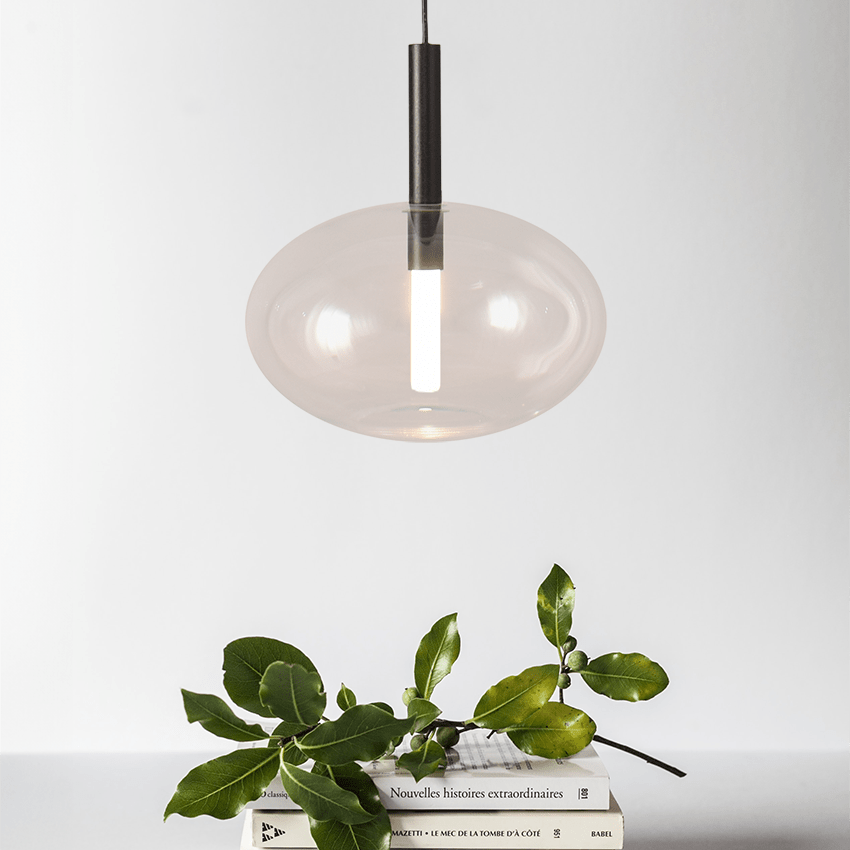 Lido átlátszó üveg függőlámpa fekete foglalattal