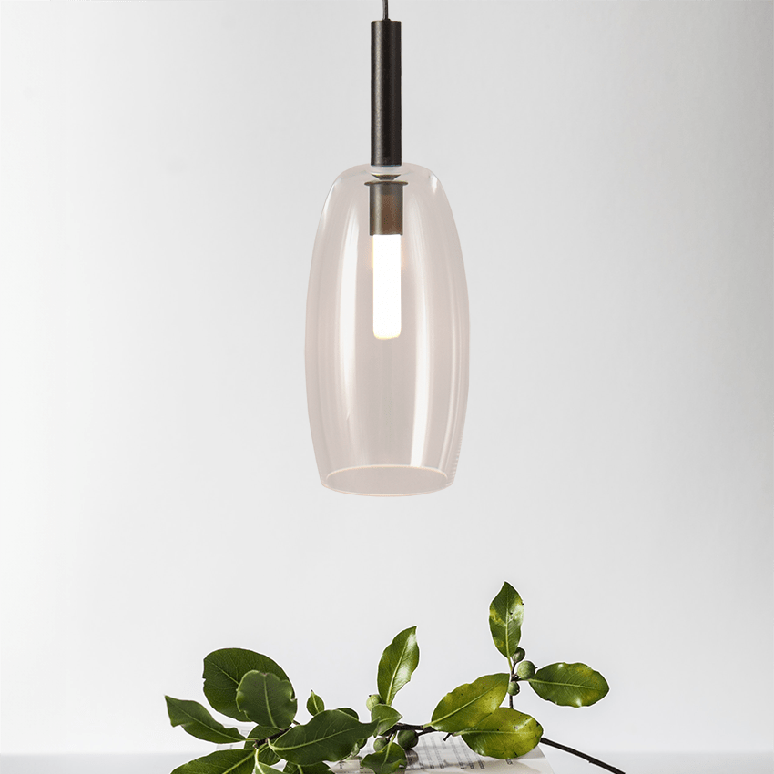 Lido átlátszó üveg függőlámpa fekete foglalattal