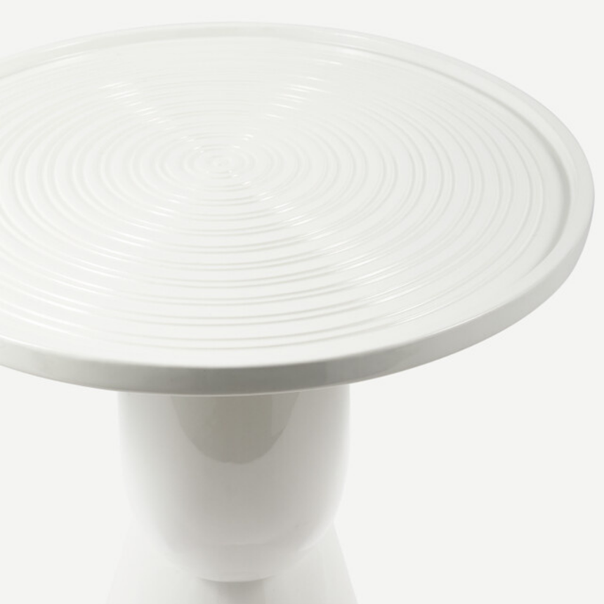 Disc marble-effect side table