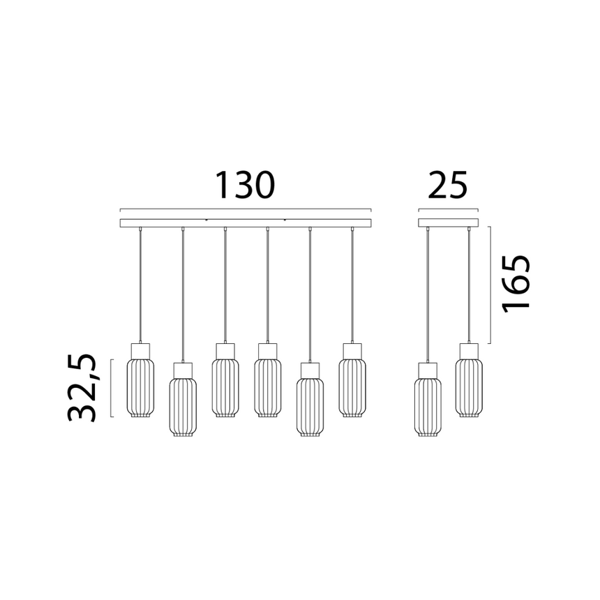 Lett Rib matt üveg függőlámpa fekete foglalattal