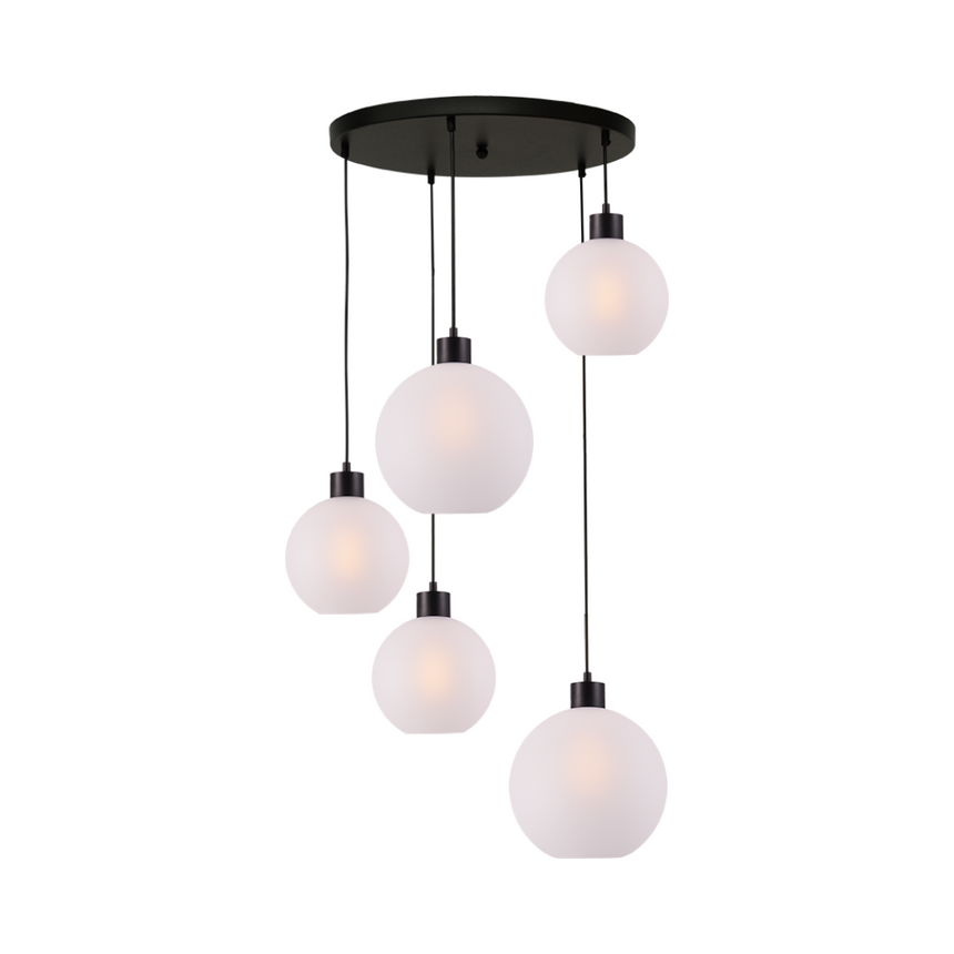 Lazise fehér üveg függőlámpa fekete foglalattal