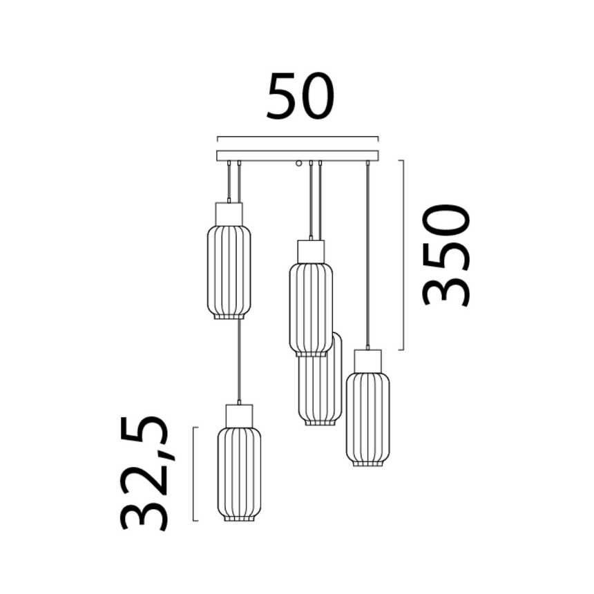 Lett Rib üveg függőlámpa fekete foglalattal