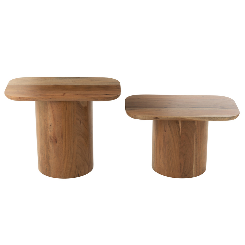 Olive wood side table set