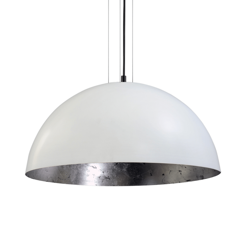 Larino 1-bulb white metal pendant lamp with silver interior