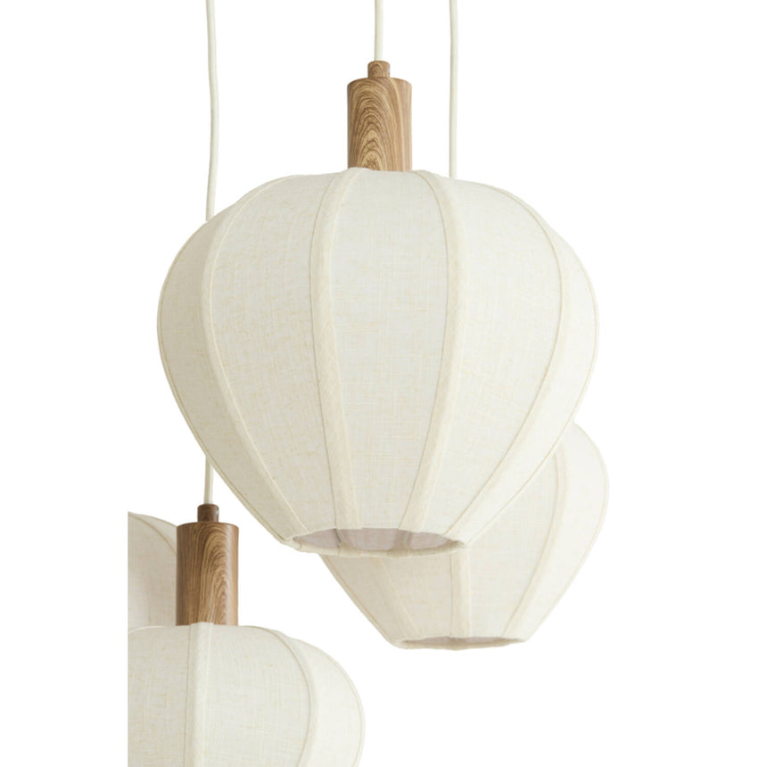 Huxi függőlámpa – Ötágú kivitel fa hatású elemekkel és lennel