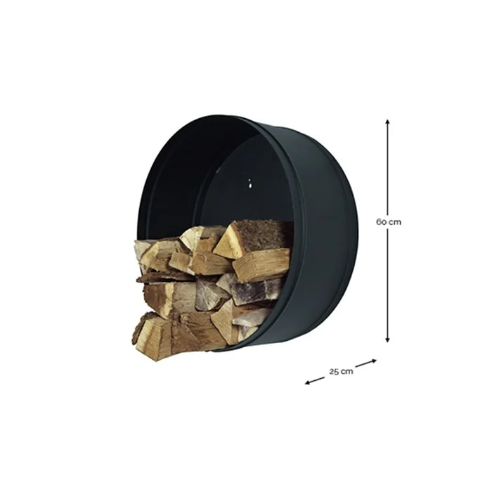 Banshee fém fali tűzifatartó Ø60