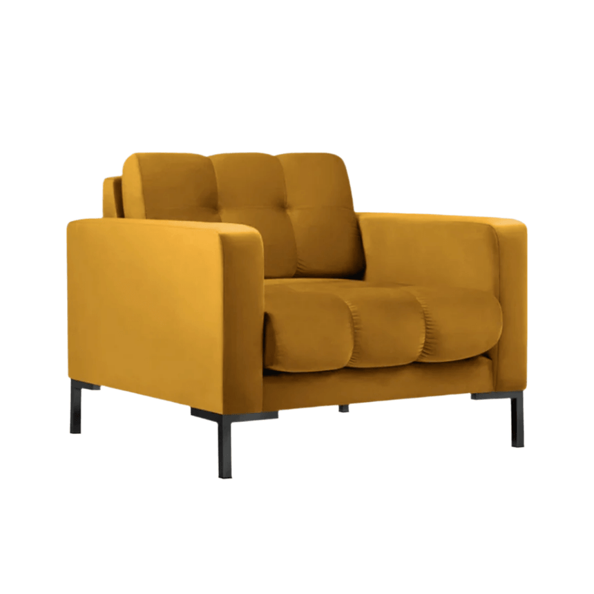 Mamaia velvet armchair with black legs