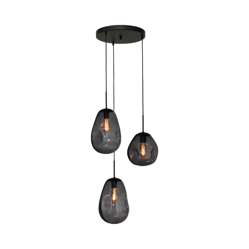 Lava 3 izzós sötétszürke üveg függőlámpa