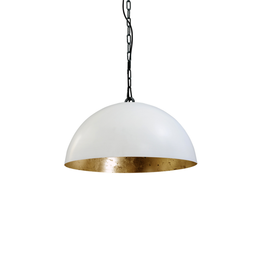 Larino 1-bulb white metal pendant lamp with gold interior