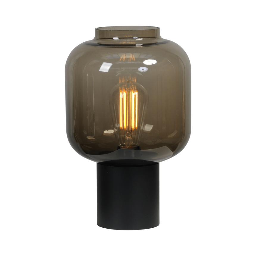 Lett üveg asztali lámpa fekete foglalattal