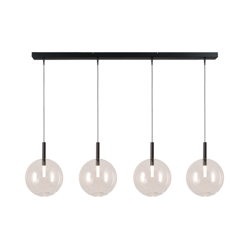 Lido átlátszó üveg függőlámpa fekete foglalattal