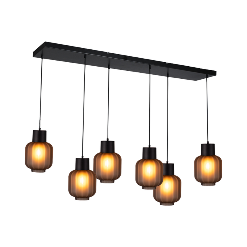 Lett Rib matt üveg függőlámpa fekete foglalattal