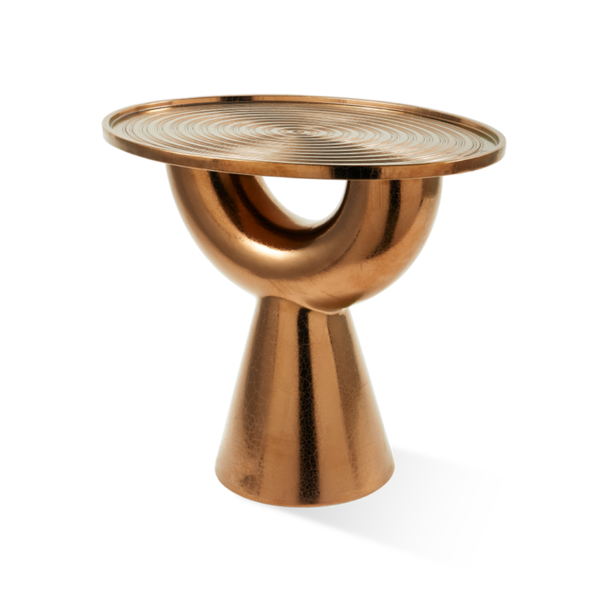 Disc marble-effect side table