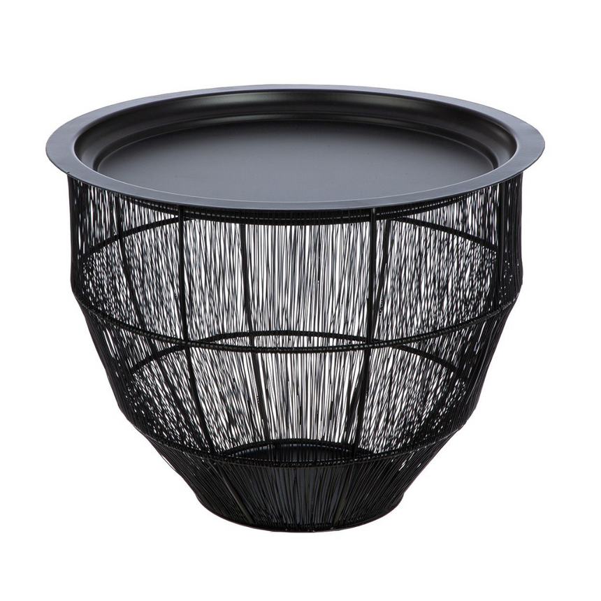Black metal storage table set