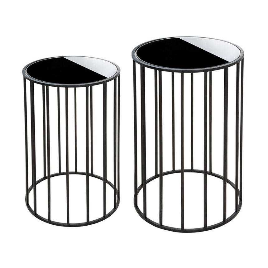Black Round glass side table set