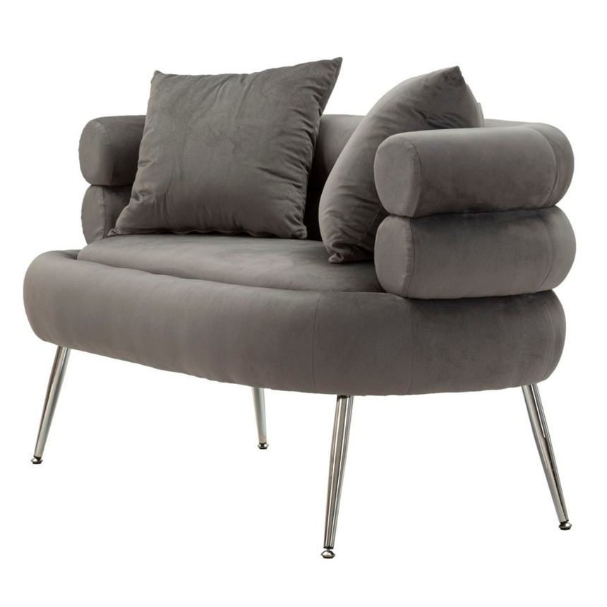 Silvery 2-seater velvet sofa