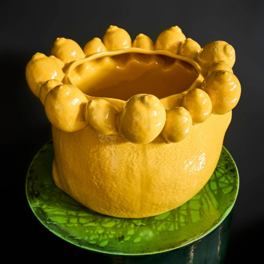 Lemon clay flower pot