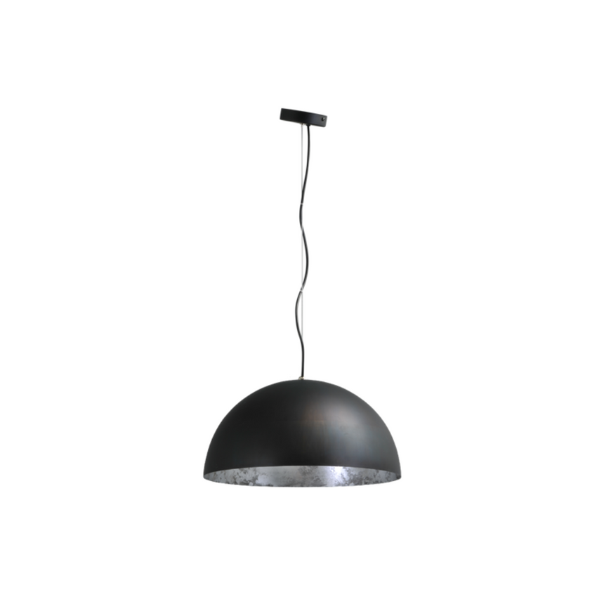 Larino 1-bulb black metal pendant lamp with silver interior