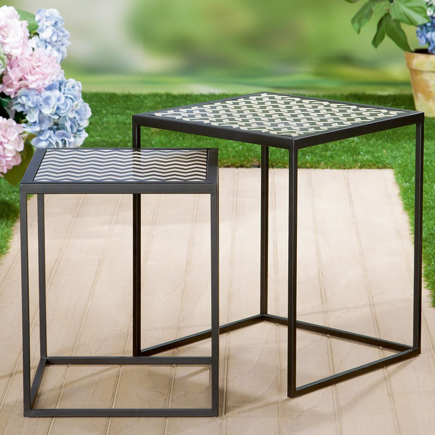 Zig-Zag metal storage table set